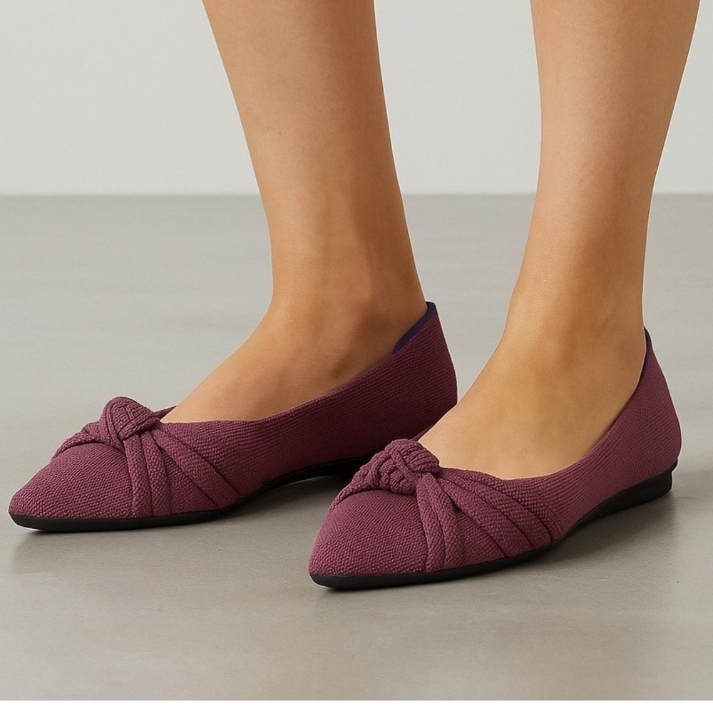 Rothy's The Point Knot Flats‎ In Love Purple Knit Shoes Size W9 EU 39 Classic